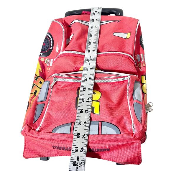 Disney Pixar Cars Lightning McQueen Rolling Mini Backpack Luggage Travel Kids - Picture 13 of 14